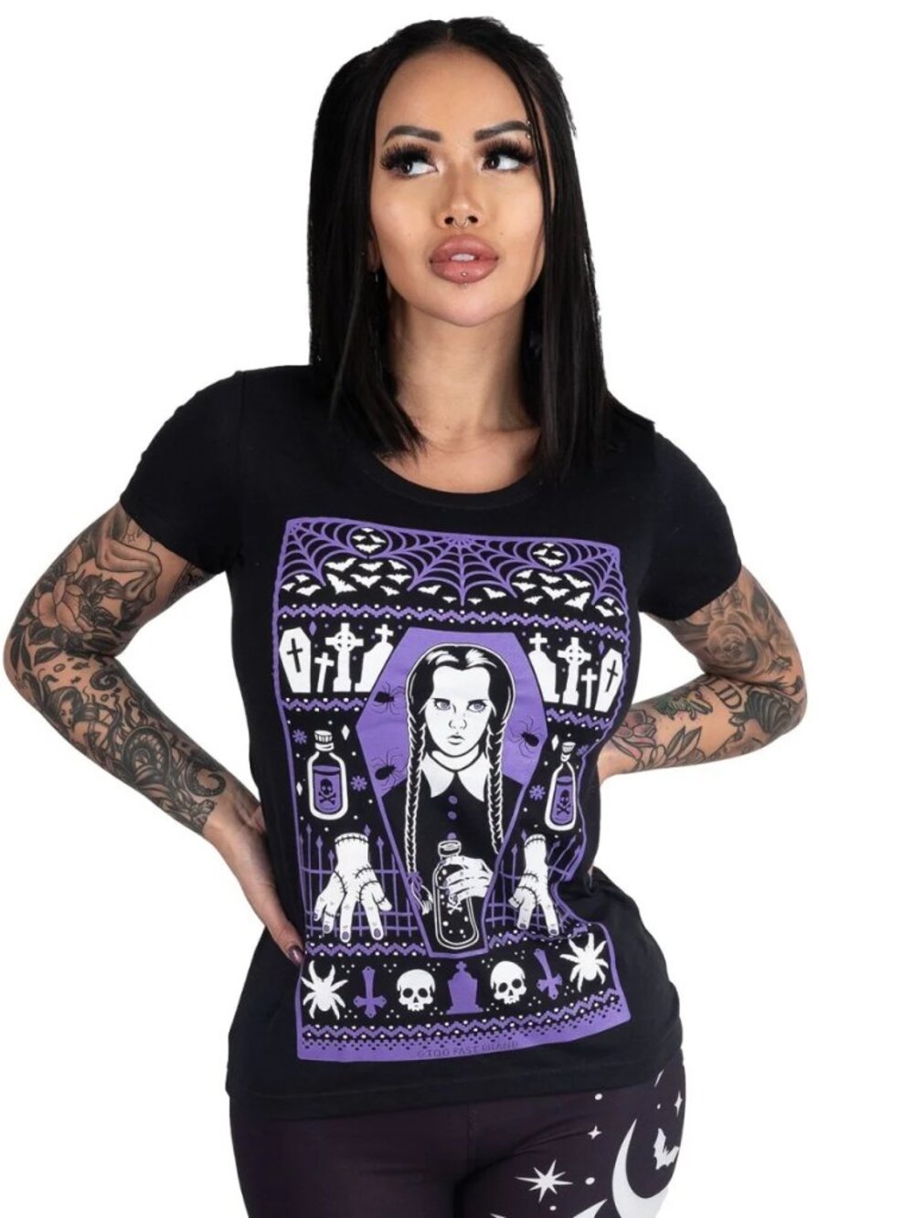 Wednesday Addams Family Christmas T Shirt - Goth Retro Morticia Gomez Pugley